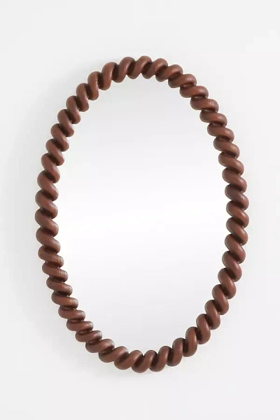 Anthropologie San Marco Braided Wood Finish Oval Wall Mirror In Brown