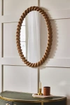 Anthropologie San Marco Braided Wood Finish Oval Wall Mirror In Brown