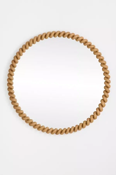 Anthropologie San Marco Braided Wood Finish Round Wall Mirror In Brown