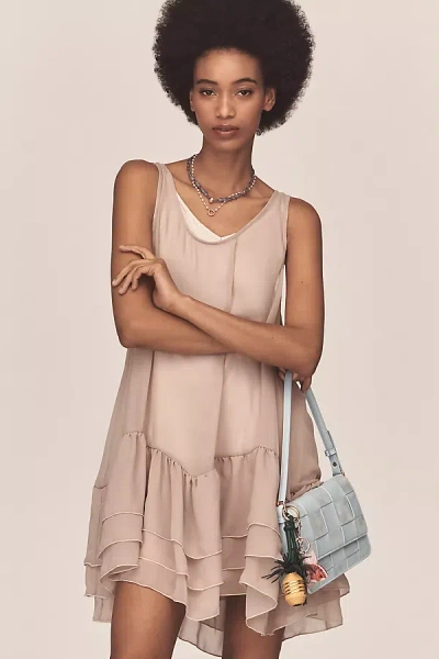 Anthropologie Sara Hann Sheer Ruffle Tunic In Beige