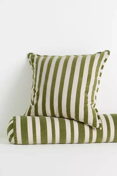 Anthropologie Sarah Striped Cotton Pillow In Green