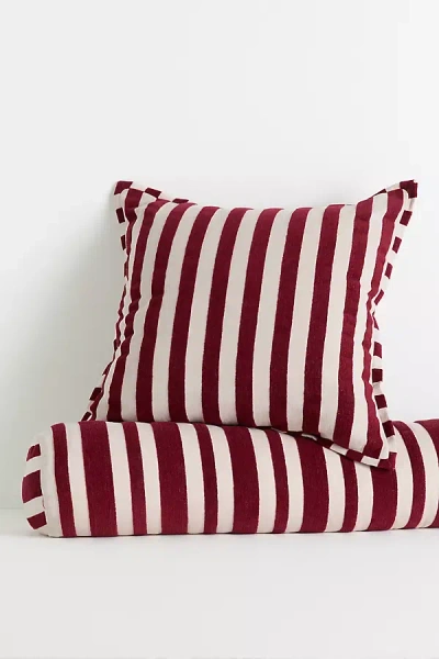 Anthropologie Sarah Striped Cotton Pillow In Pink