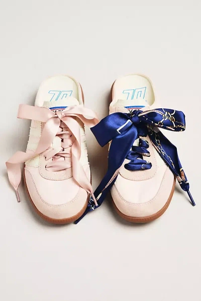 Anthropologie Satin Polka Dot Shoe Laces In Blue
