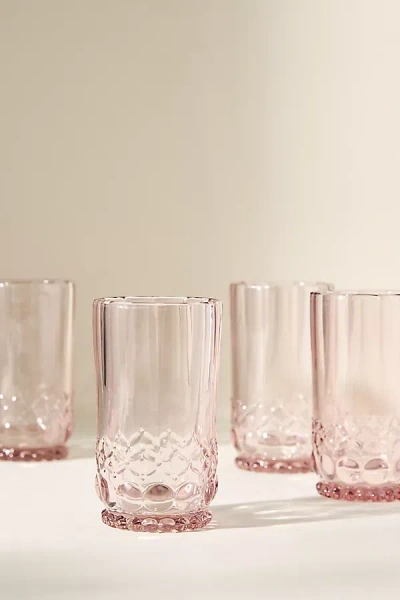 Anthropologie Savannah Tumbler Glasses, Set Of 4 In Pink