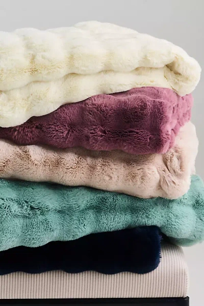 Anthropologie Scallop Carved Faux Fur Throw In Multi