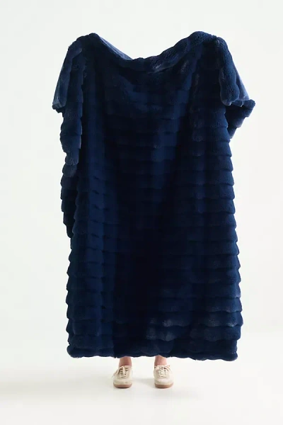 Anthropologie Scallop Carved Faux Fur Throw In Multi