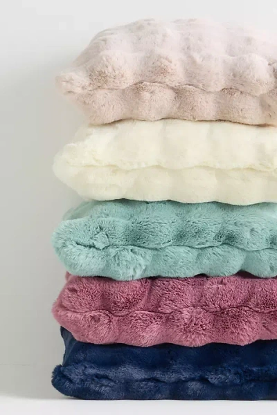 Anthropologie Scallop Faux-fur Woven Pillow In Multi