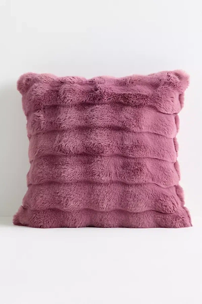Anthropologie Scallop Faux-fur Woven Pillow In Pink