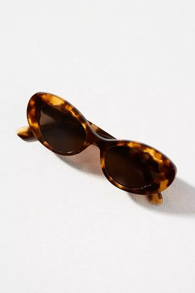 Anthropologie Scallop Frame Oval Sunglasses In Brown