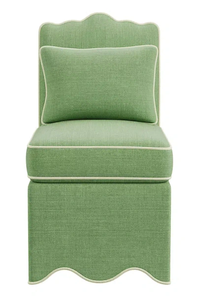 Anthropologie Scallop Linen Blend Slipper Chair