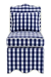 Anthropologie Scallop Linen Blend Slipper Chair In Blue