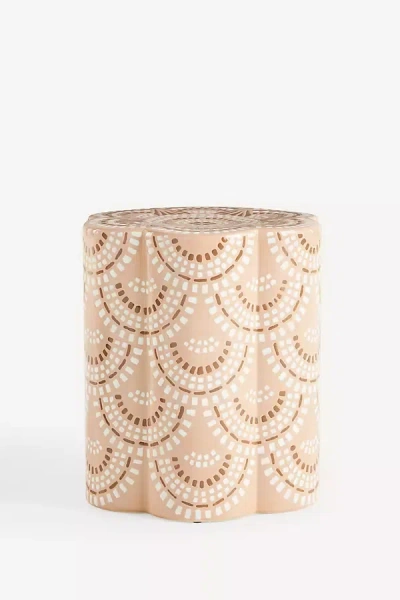 Anthropologie Scallop Ceramic Stool In Neutral