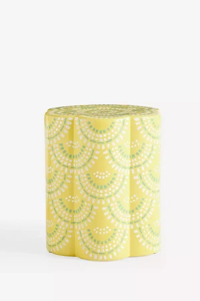 Anthropologie Scallop Ceramic Stool In Yellow