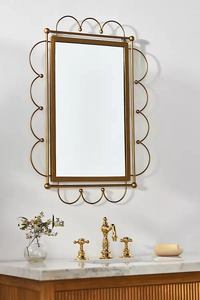 Anthropologie Scalloped Loop Bath Mirror In Gold