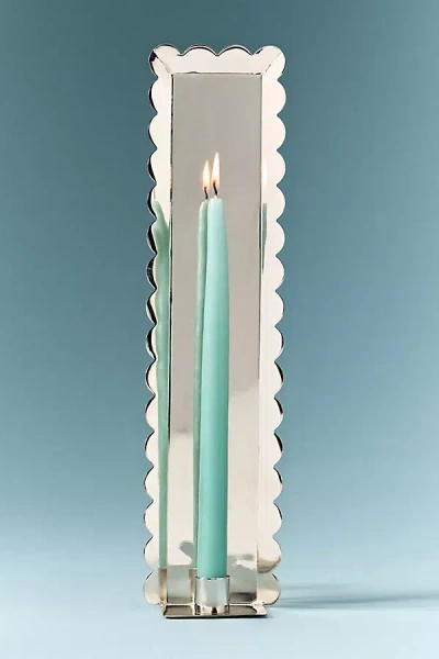 Anthropologie Scalloped Metal Candle Holder Wall Sconce In Blue