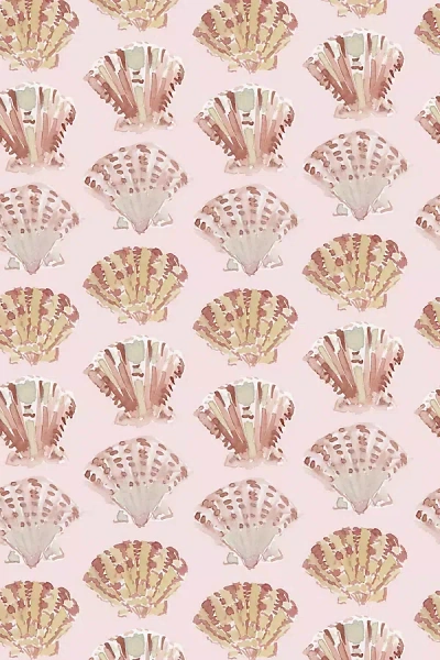 Anthropologie Scallops Blush Geometric Peel-and-stick Wallpaper In Pink