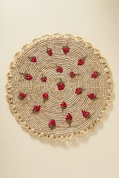 Anthropologie Scattered Fruit Round Placemat In Neutral