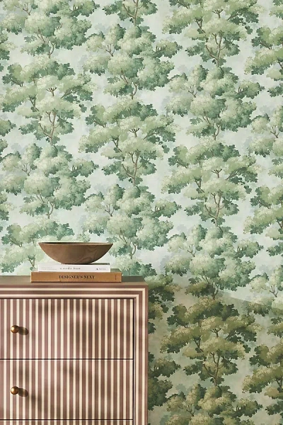 Anthropologie Scenic Tree Wallpaper In Green