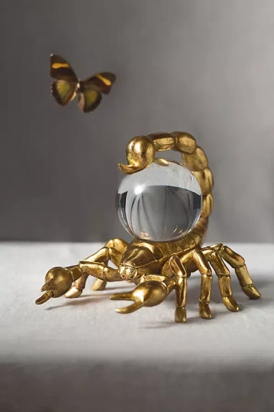 Anthropologie Scorpion Orb Decorative Object In Gold