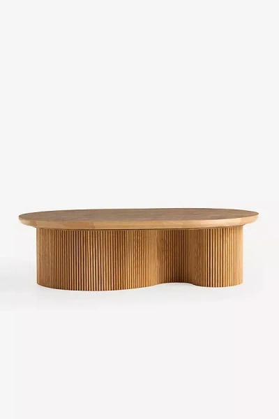 Anthropologie Scout Burl Wood Fluted Coffee Table In Brown