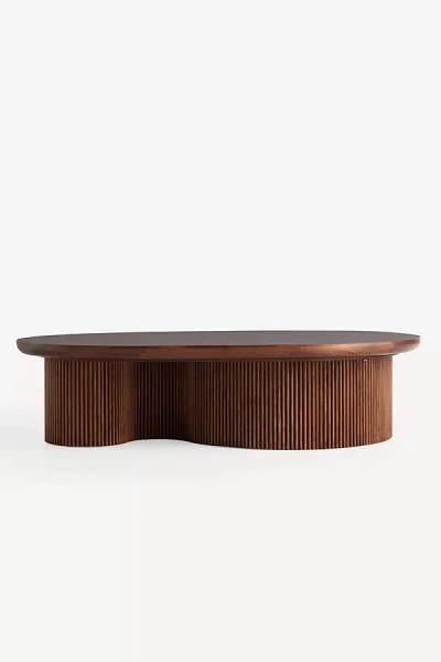 Anthropologie Scout Burl Wood Fluted Coffee Table In Brown