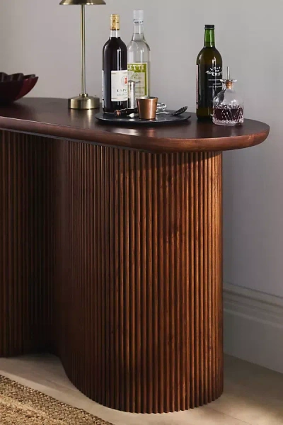 Anthropologie Scout Burl Wood Fluted Console Table In Brown