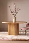 Anthropologie Scout Round Fluted Pedestal Burl Wood Dining Table In Brown
