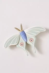 Anthropologie Sculpted Luna Moth Ceramic Wall Art Charm In Multi