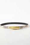 Anthropologie Sculptural Buckle Slim Leather Belt In Gold
