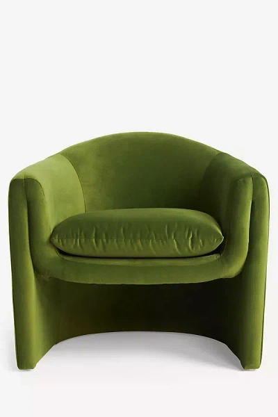 Anthropologie Sculptural Performance Velvet Occasional Chair In Green