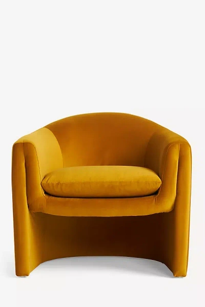 Anthropologie Sculptural Performance Velvet Occasional Chair In Orange