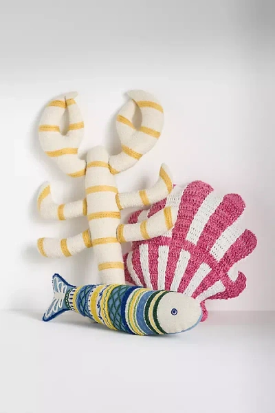 Anthropologie Sea Icon Crochet Shaped Cushion In Multi
