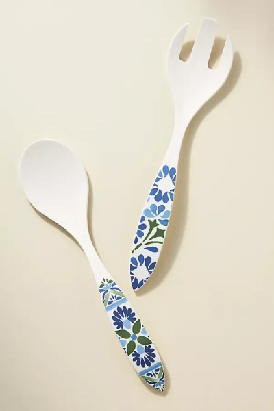 Anthropologie Sea Tile Melamine Serving Set In White