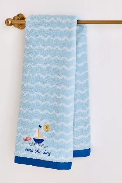 Anthropologie Seaside Cotton Embroidered Icon Hand Towels