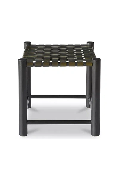 Anthropologie Selby Leather Stool In Black
