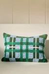 Anthropologie Selene Plaid Woven Cushion In Green