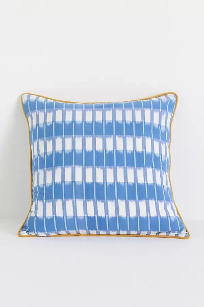 Anthropologie Selma Cotton Woven Ikat Pillow In Blue