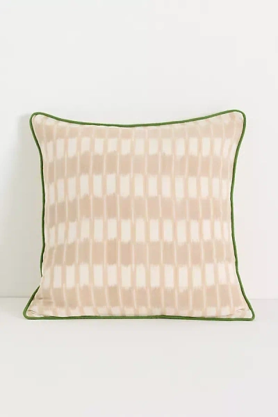 Anthropologie Selma Cotton Woven Ikat Pillow In Nude