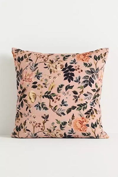 Anthropologie Seren Velvet Corduroy Printed Floral Pillow