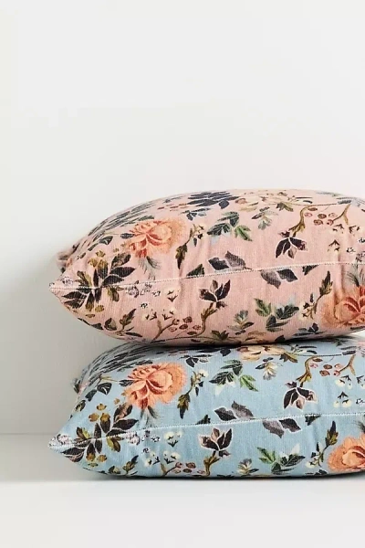 Anthropologie Seren Velvet Corduroy Printed Floral Pillow