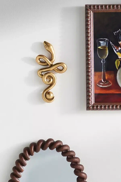 Anthropologie Serpentine Snake Metal Gallery Wall Charm In Gold