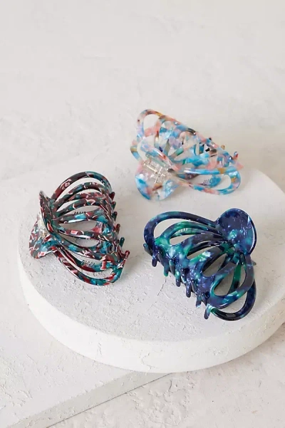 Anthropologie Set Of 3 Aimee Claw Hair Clips In Blue