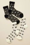 Anthropologie Set Of Two Sheer Socks In Black
