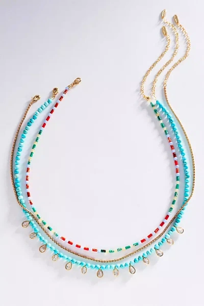 Anthropologie Shades Of Sea Layering Necklaces In Blue