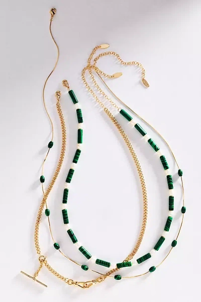 Anthropologie Shades Of Sea Layering Necklaces In Green