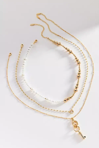 Anthropologie Shades Of Sea Layering Necklaces In Gold