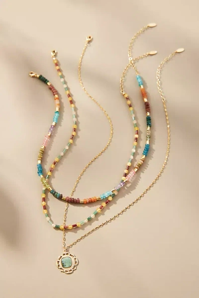 Anthropologie Shades Of Sea Triple-layer Necklace In Blue