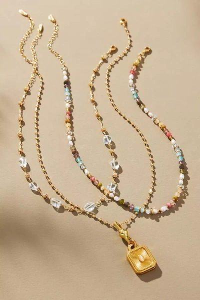 Anthropologie Shades Of Sea Triple-layer Necklace In Gold