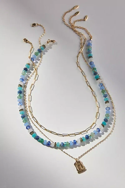 Anthropologie Shades Of Sea Triple-layer Necklace In Green