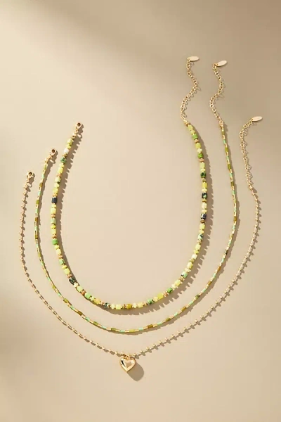Anthropologie Shades Of Sea Triple-layer Necklace In Green